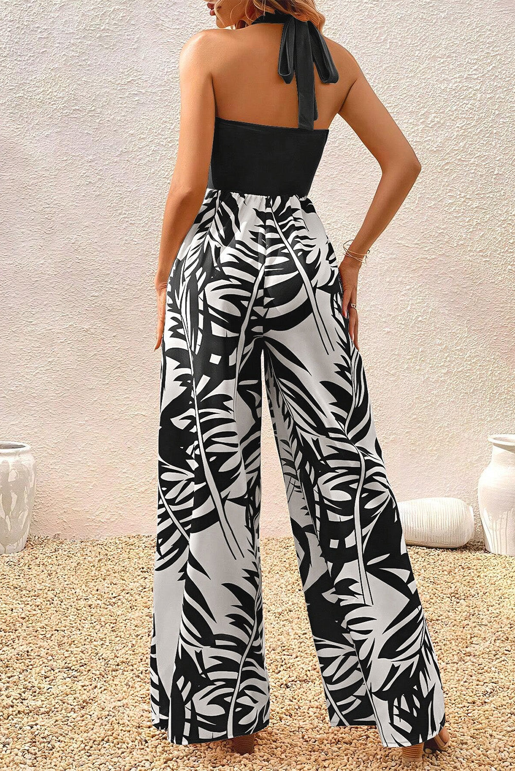 Bold & Beautiful: Printed Halter Wide Leg Jumpsuit – Effortlessly Chic