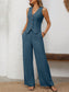 Effortlessly Chic: V-Neck Button Down Vest & Wide Leg Pants Set – Timeless Style