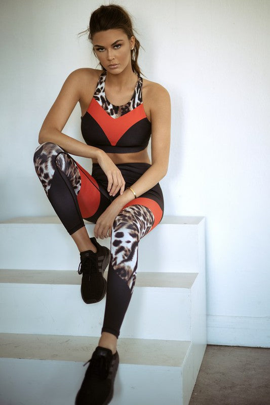 Colorblock Cheetah Print Activewear Set – Bold, Comfortable, and Performance-Ready