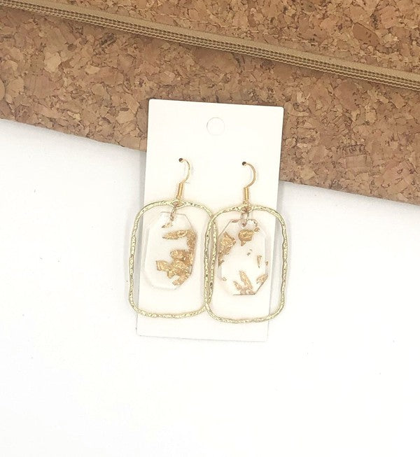 Gold Flake Acrylic Earrings - Lightweight Statement Jewelry