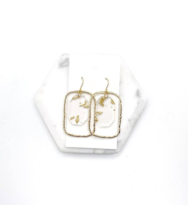 Gold Flake Acrylic Earrings - Lightweight Statement Jewelry