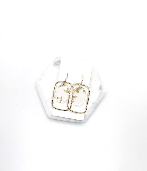 Gold Flake Acrylic Earrings - Lightweight Statement Jewelry