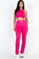 Crop Top & Ruched Drawstring Pants Set – Sassy, Stylish, and Ready for Any Adventure!