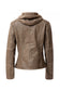 Women's PU Faux Leather Jacket with Removable Hood – Edgy & Chic