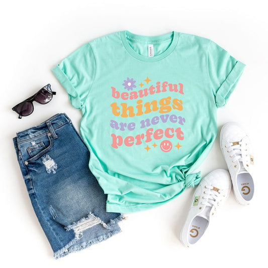 Beautiful Things Perfect Short Sleeve Graphic TeeBeautiful Things Perfect Short Sleeve Graphic Tee – Motivational, Positive Vibes for Every Day