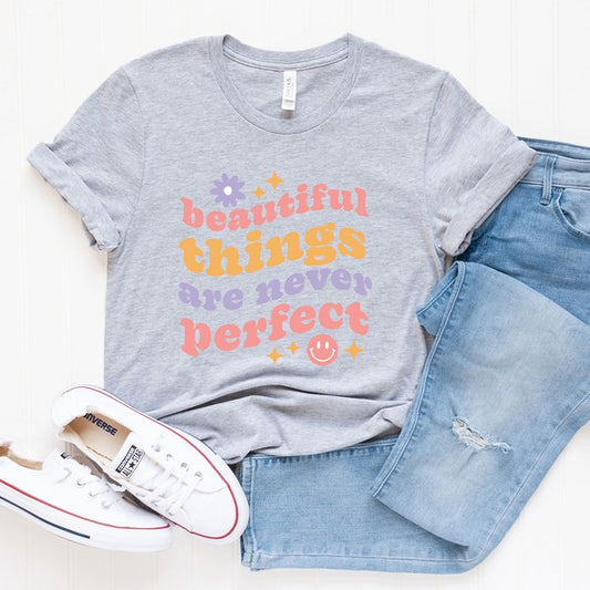 Beautiful Things Perfect Short Sleeve Graphic TeeBeautiful Things Perfect Short Sleeve Graphic Tee – Motivational, Positive Vibes for Every Day