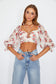 Floral Print Chiffon Balloon Sleeved Bustier Crop Top