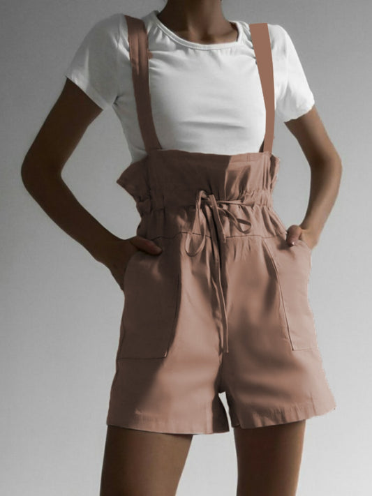 Casual Chic: Drawstring Wide Strap Overalls with Pockets – Effortlessly Stylish