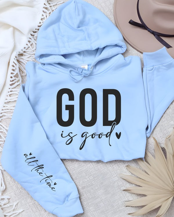 God is good hoodie, graphic hoodie sweatshirt, faith hoodie, cozy sweatshirt, cotton polyester hoodie, inspirational clothing.