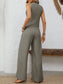 Effortlessly Chic: V-Neck Button Down Vest & Wide Leg Pants Set – Timeless Style