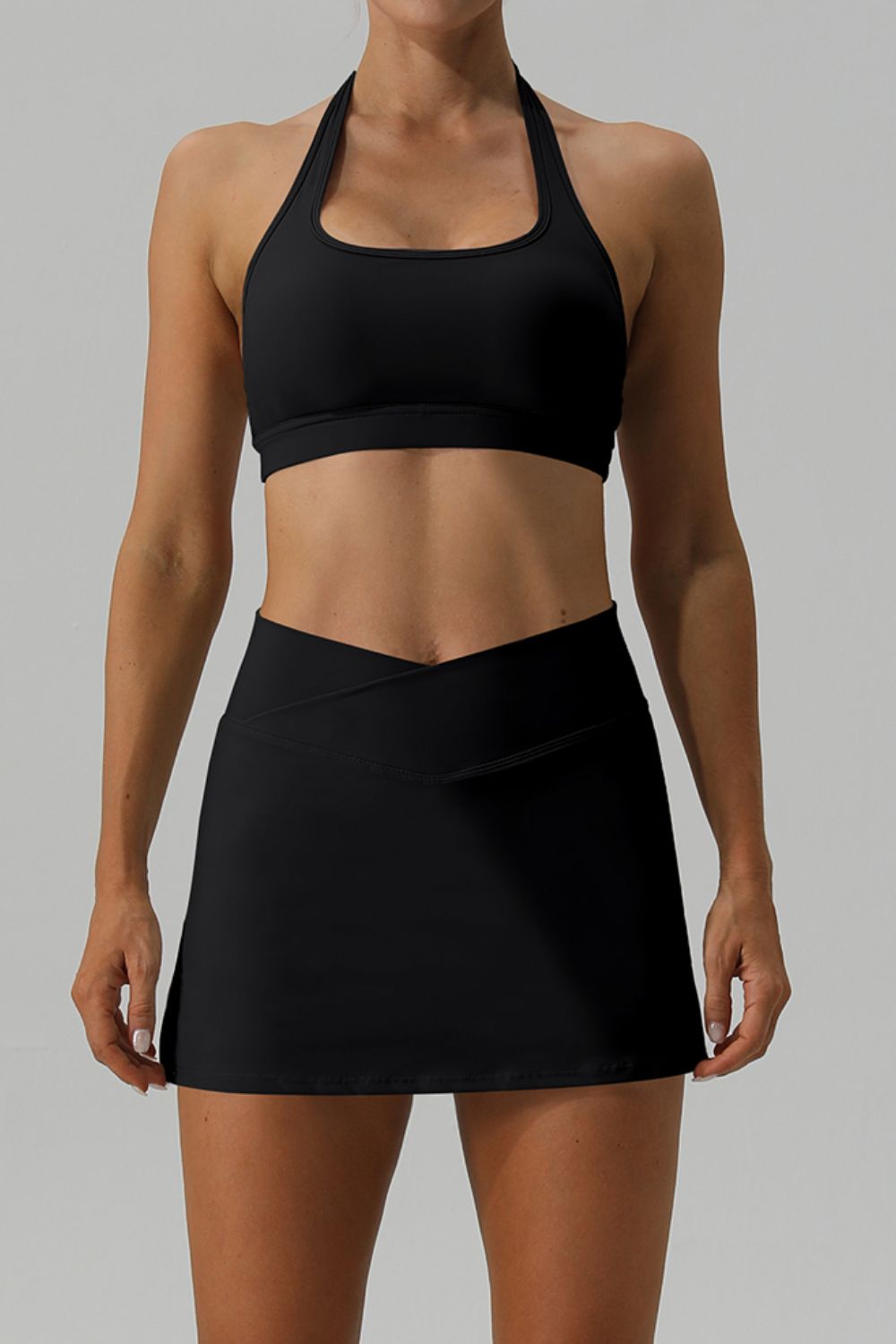 Halter Neck Tank & Slit Skirt Active Set – Sleek, Stylish, and Sporty