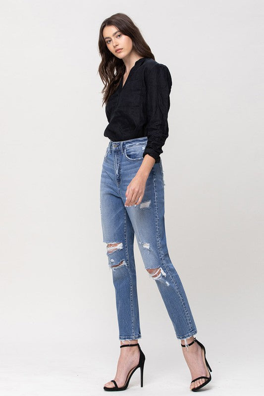 Super High Rise Stretch Mom Jeans – Trendy and Comfortable