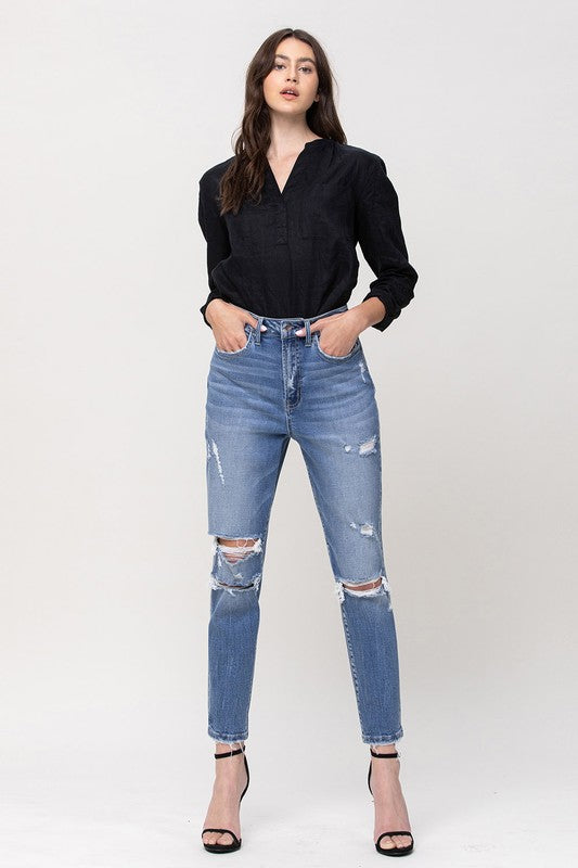 Super High Rise Stretch Mom Jeans – Trendy and Comfortable