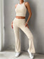 Effortlessly Chic: Devine Ribbed Round Neck Tank & Pants Set – Perfect for Casual Days