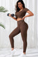 Sassy & Sweat-Ready: V-Neck Crop Top & High-Waisted Active Pants Set