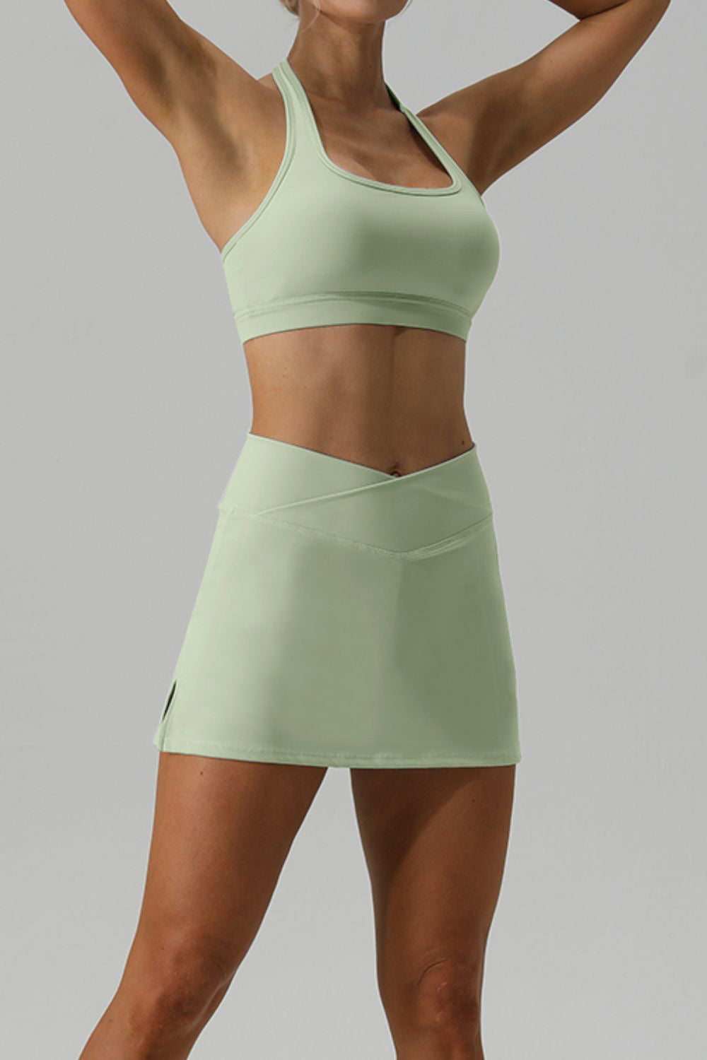 Halter Neck Tank & Slit Skirt Active Set – Sleek, Stylish, and Sporty