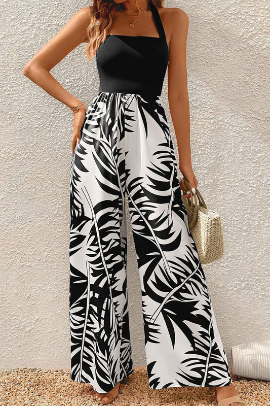 Bold & Beautiful: Printed Halter Wide Leg Jumpsuit – Effortlessly Chic