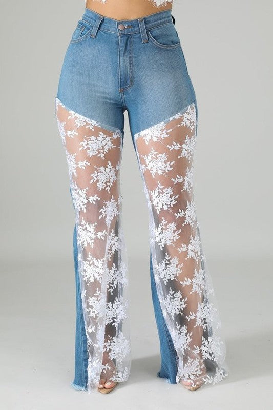 Lace Bell Bottom Jean