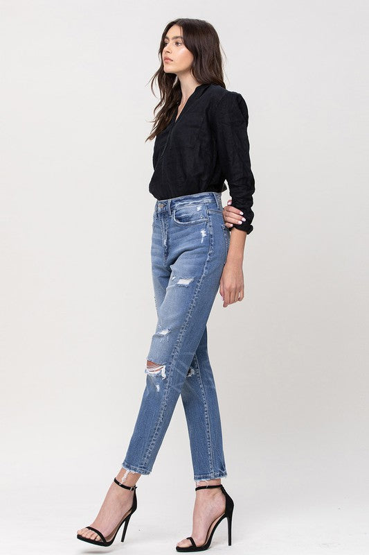 Super High Rise Stretch Mom Jeans – Trendy and Comfortable