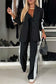 Sleek & Sophisticated: Contrast Lapel Collar Top & Pants Set – Effortless Elegance