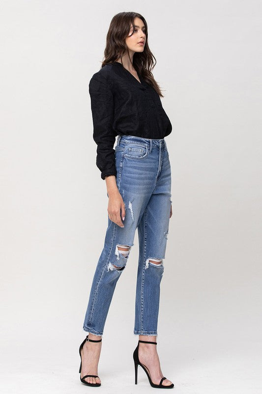 Super High Rise Stretch Mom Jeans – Trendy and Comfortable