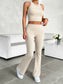 Effortlessly Chic: Devine Ribbed Round Neck Tank & Pants Set – Perfect for Casual Days