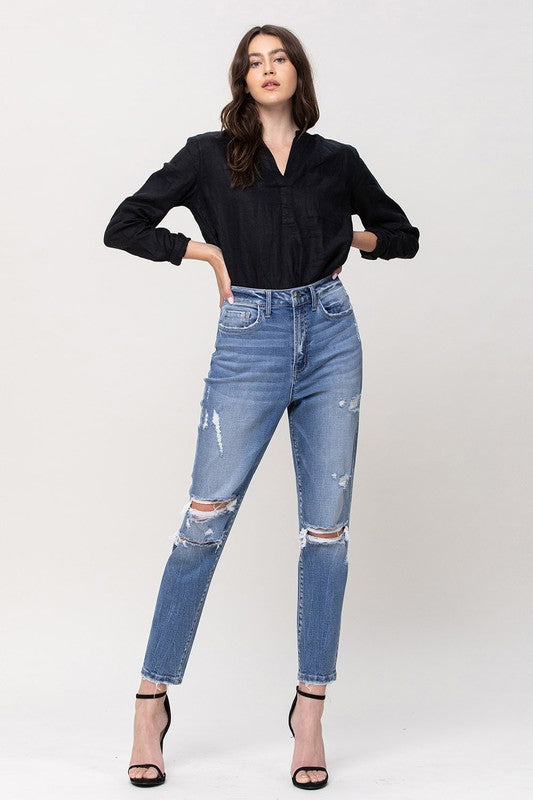 Super High Rise Stretch Mom Jeans – Trendy and Comfortable