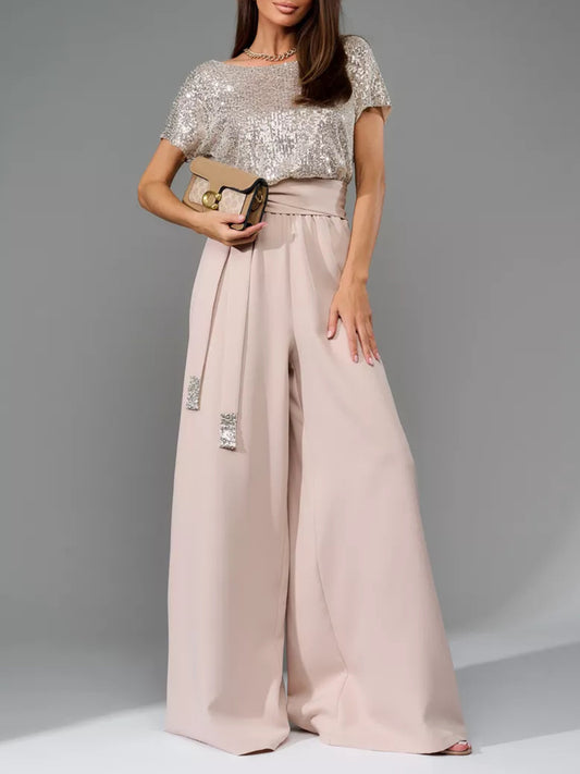 Sparkle & Slay: Full-Size Sequin Wide-Leg Jumpsuit