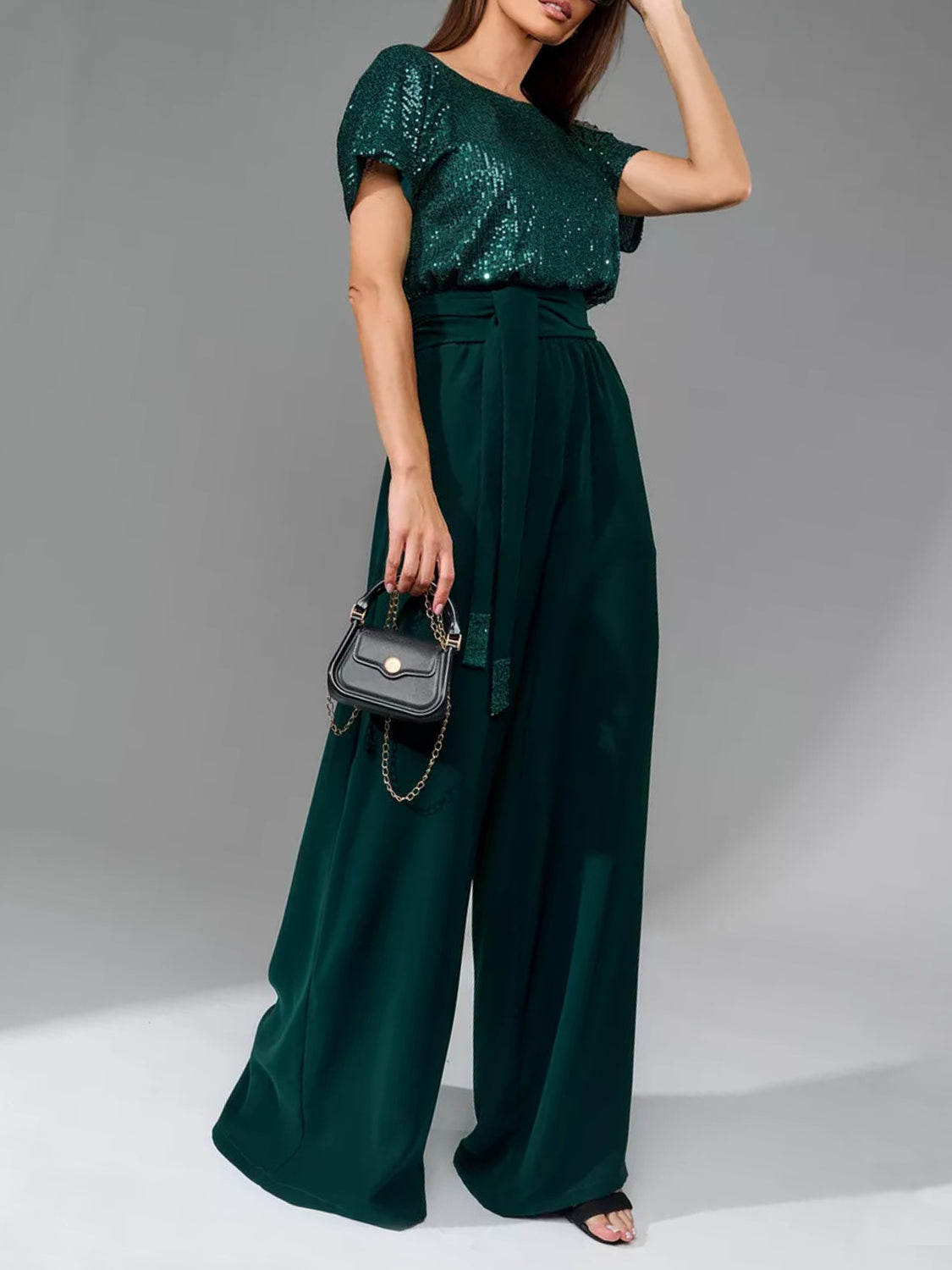 Sparkle & Slay: Full-Size Sequin Wide-Leg Jumpsuit