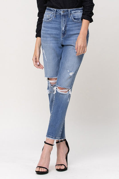 Super High Rise Stretch Mom Jeans – Trendy and Comfortable