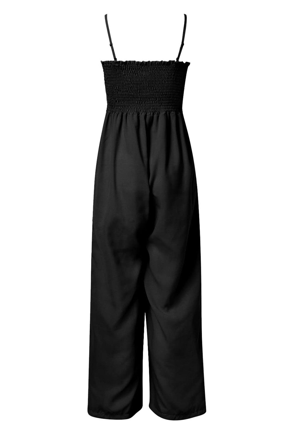 Effortlessly Chic: Smocked Wide-Leg Jumpsuit with Pockets