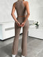 Effortlessly Chic: Devine Ribbed Round Neck Tank & Pants Set – Perfect for Casual Days