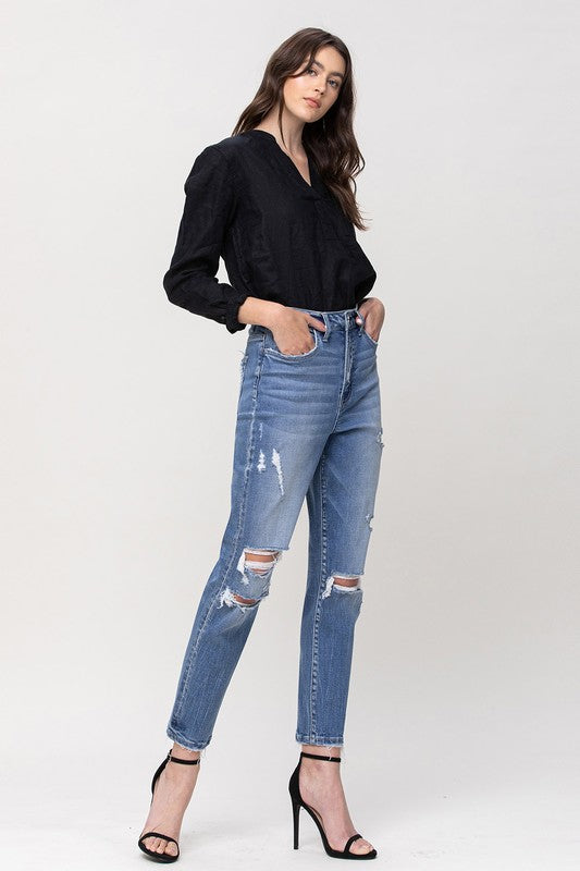 Super High Rise Stretch Mom Jeans – Trendy and Comfortable