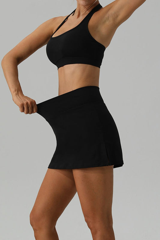 Halter Neck Tank & Slit Skirt Active Set – Sleek, Stylish, and Sporty