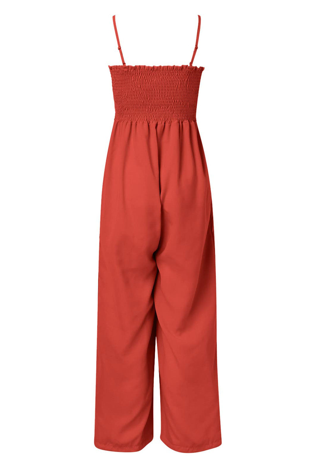 Effortlessly Chic: Smocked Wide-Leg Jumpsuit with Pockets