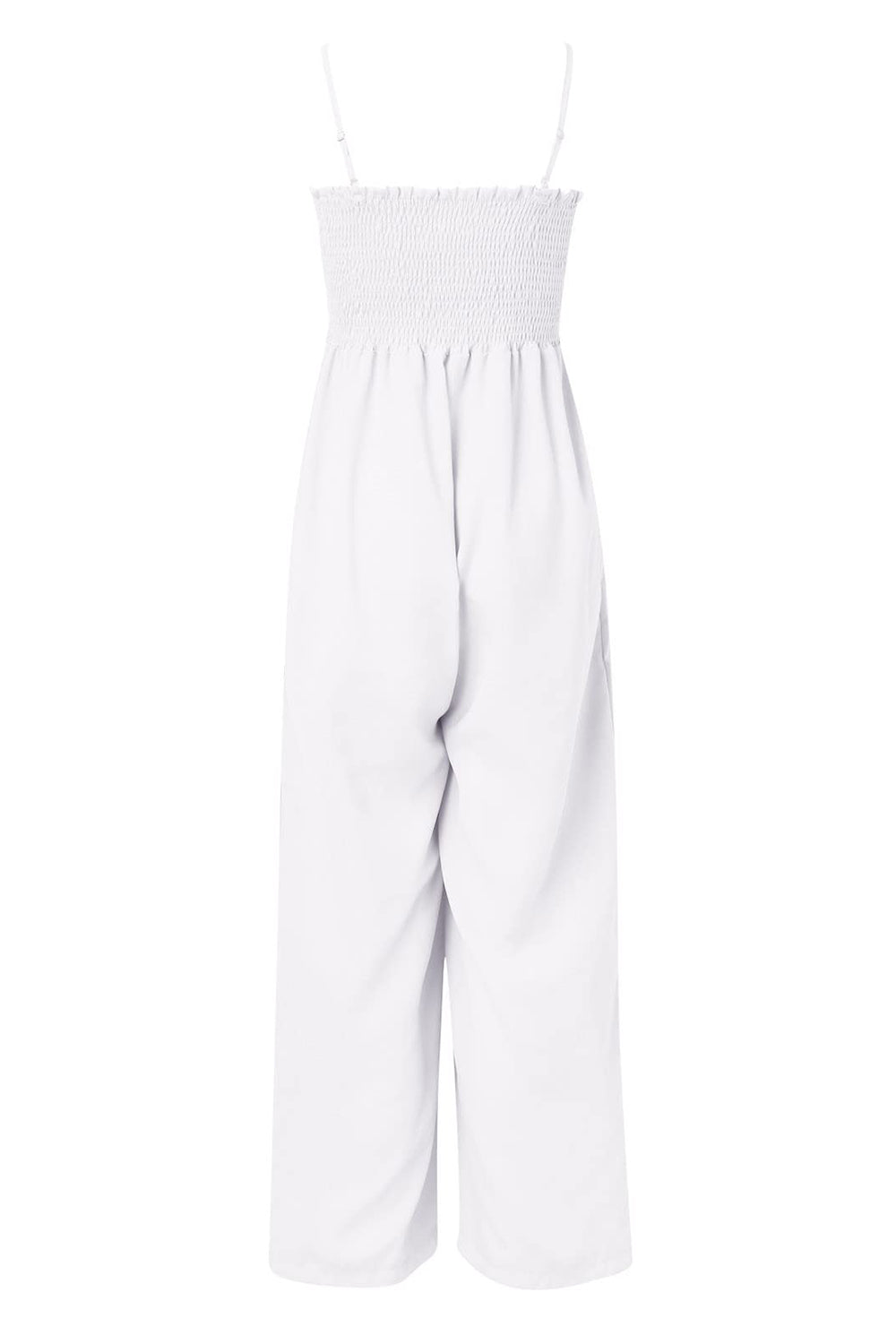 Effortlessly Chic: Smocked Wide-Leg Jumpsuit with Pockets