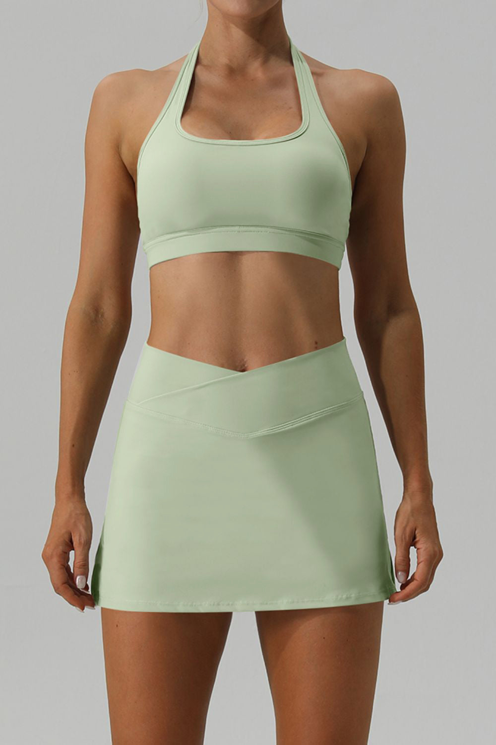 Halter Neck Tank & Slit Skirt Active Set – Sleek, Stylish, and Sporty