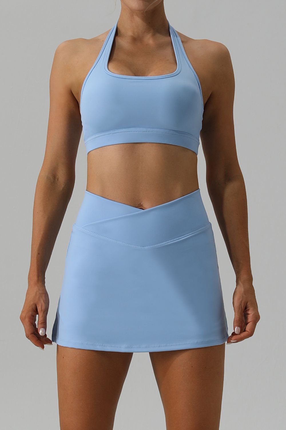 Halter Neck Tank & Slit Skirt Active Set – Sleek, Stylish, and Sporty