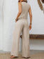 Effortlessly Chic: V-Neck Button Down Vest & Wide Leg Pants Set – Timeless Style